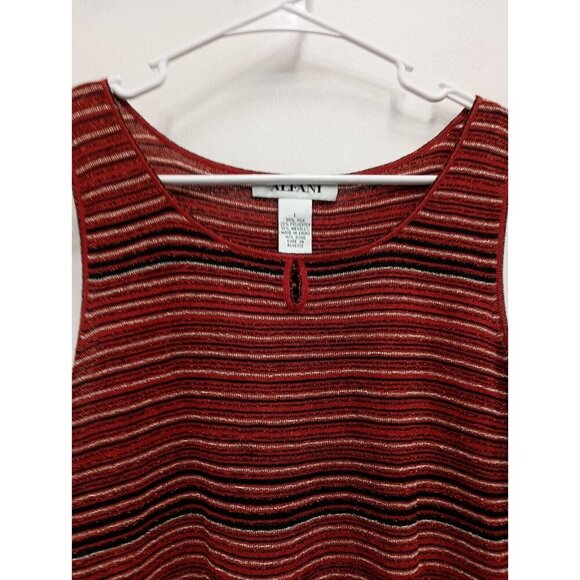 Vintage Y2K Alfani Womens Tank Top Size Large Red Striped Silk Blend Metallic - Picture 2 of 7
